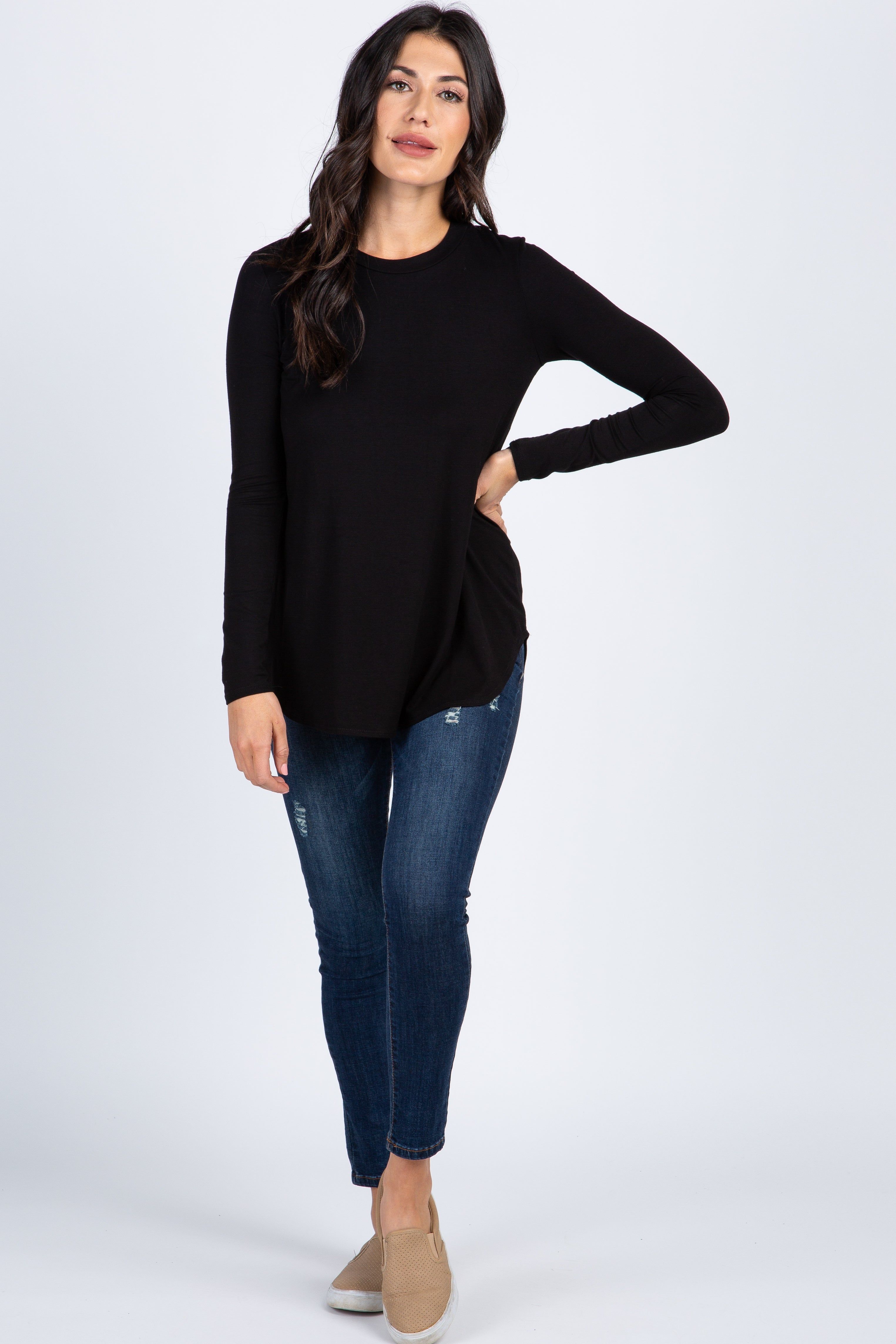 Black Basic Long Sleeve Top sold by Pinkblush product image thumbnail 5