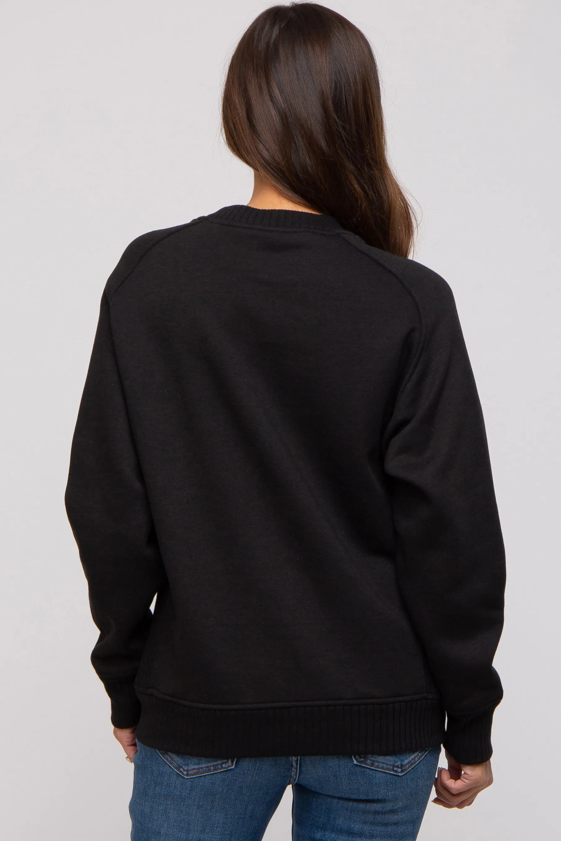 Black Pullover Maternity Terry Crewneck sold by Pinkblush product image thumbnail 3