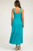 Turquoise Sleeveless Tiered Maternity Maxi Dress sold by Pinkblush