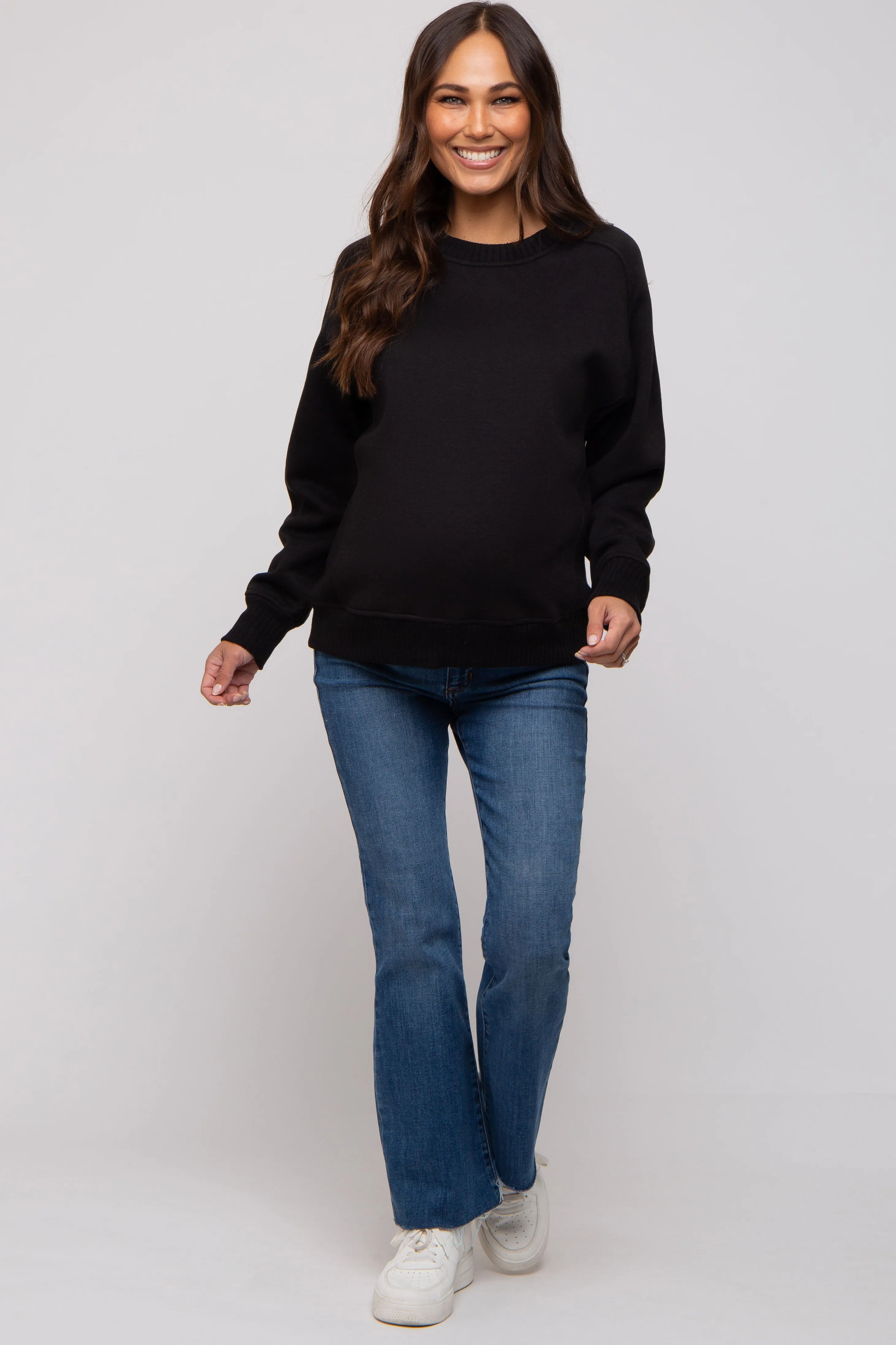Black Pullover Maternity Terry Crewneck sold by Pinkblush product image thumbnail 4