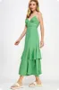 Green Piping Detail Sleeveless Linen Long Dress sold by Pinkblush