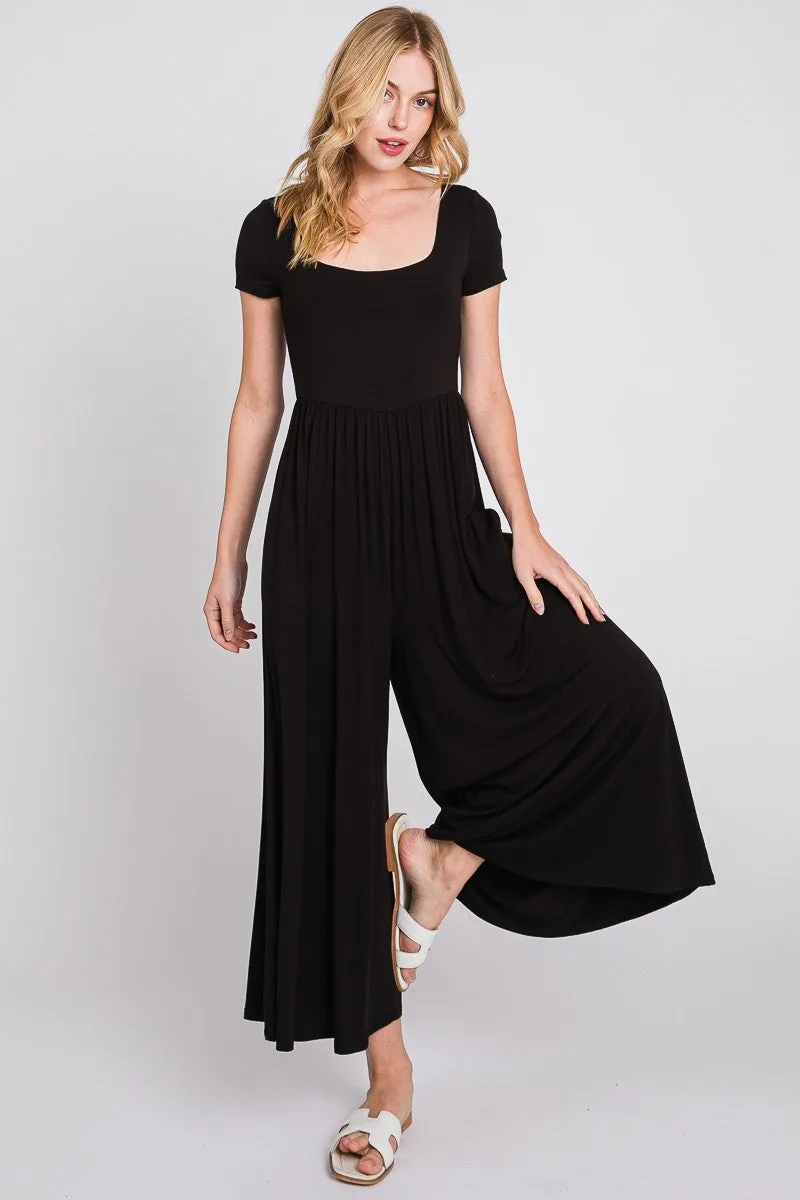 Black Short Sleeve Pocketed Jumpsuit sold by Pinkblush product image thumbnail 5