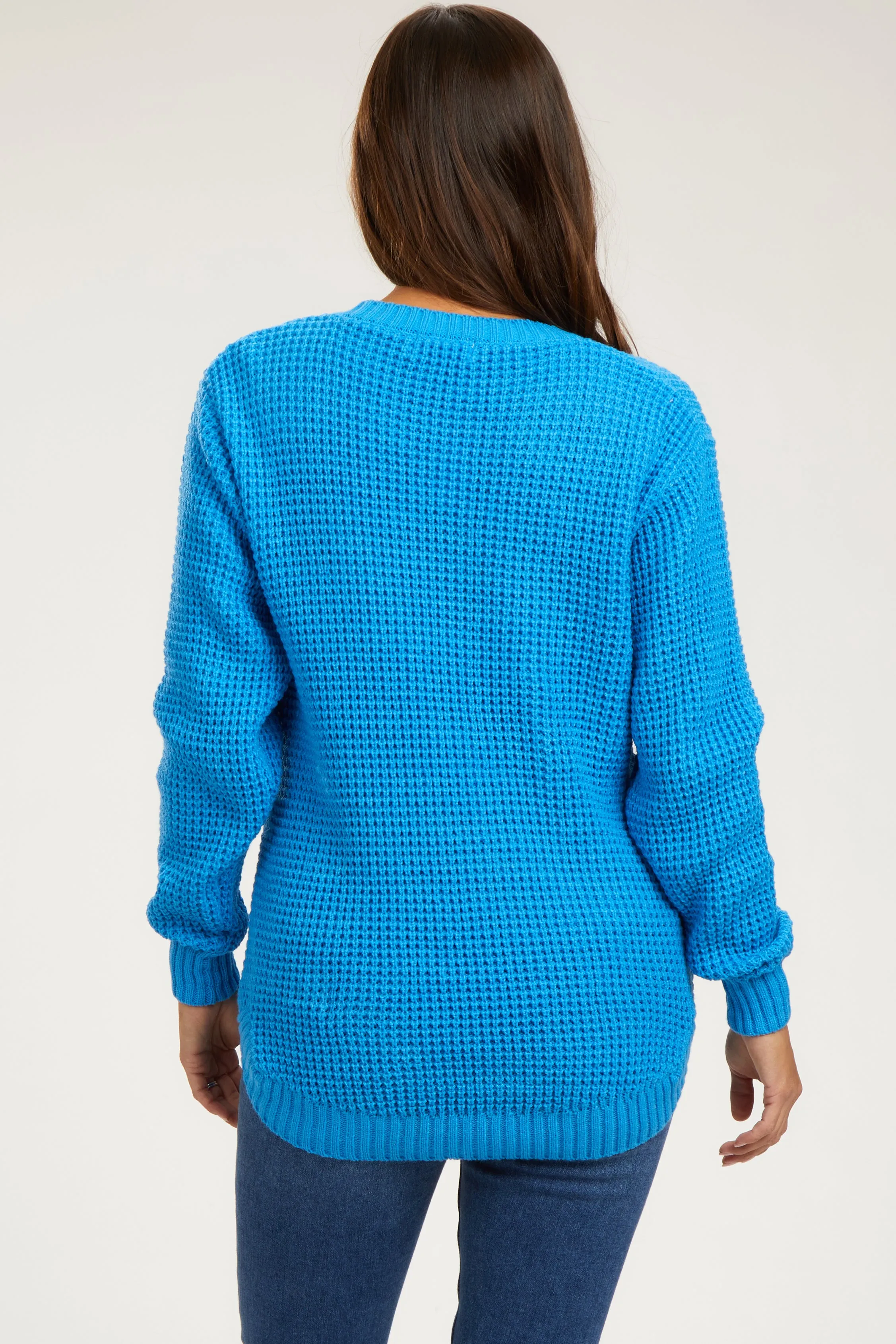 Blue Waffle Knit Round Hem Maternity Sweater sold by Pinkblush product image thumbnail 3