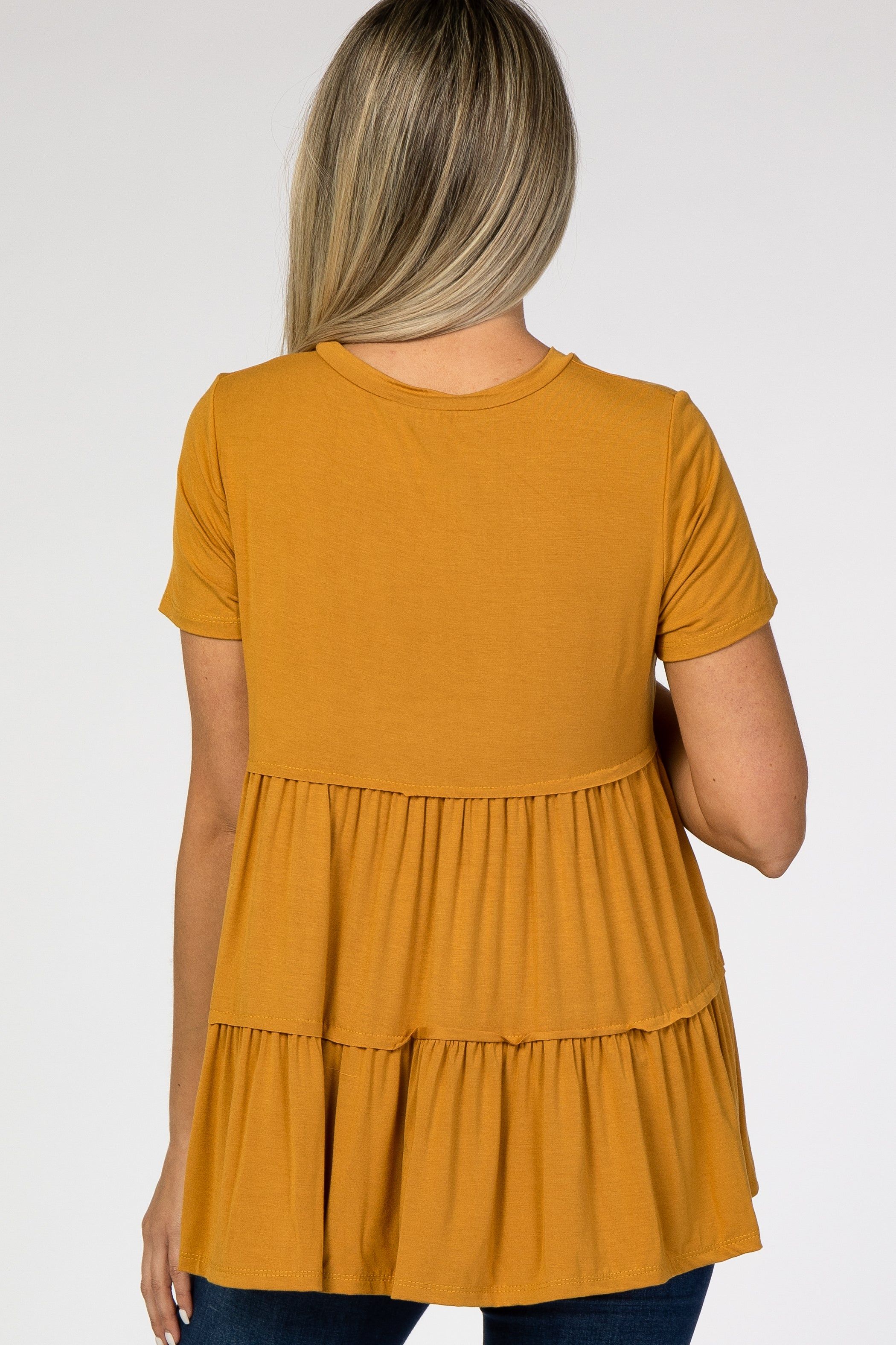 Mustard Tiered Maternity Top sold by Pinkblush product image thumbnail 3