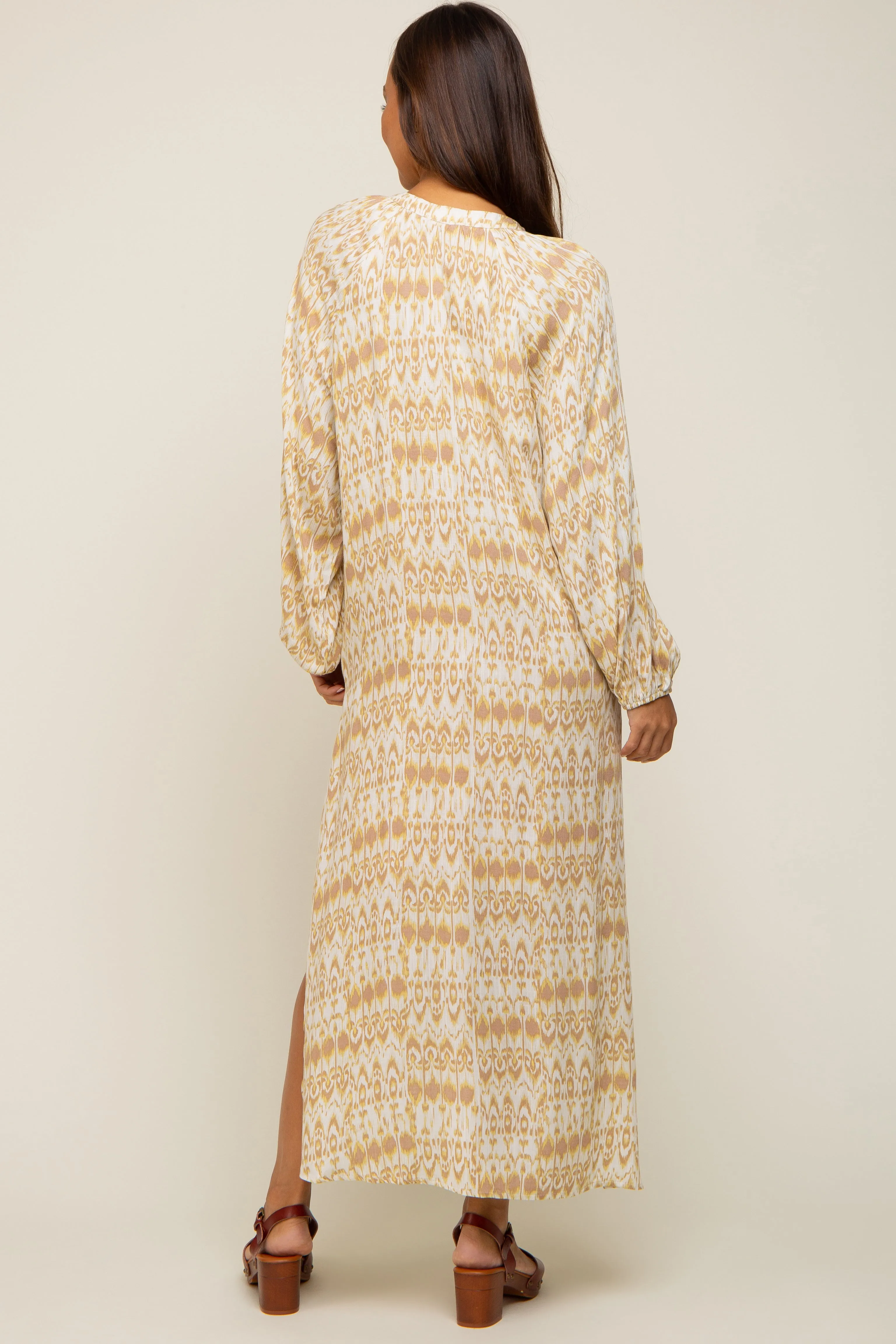 Cream Button Front Split V-Neck Side Slit Maternity Midi Dress sold by Pinkblush product image thumbnail 3