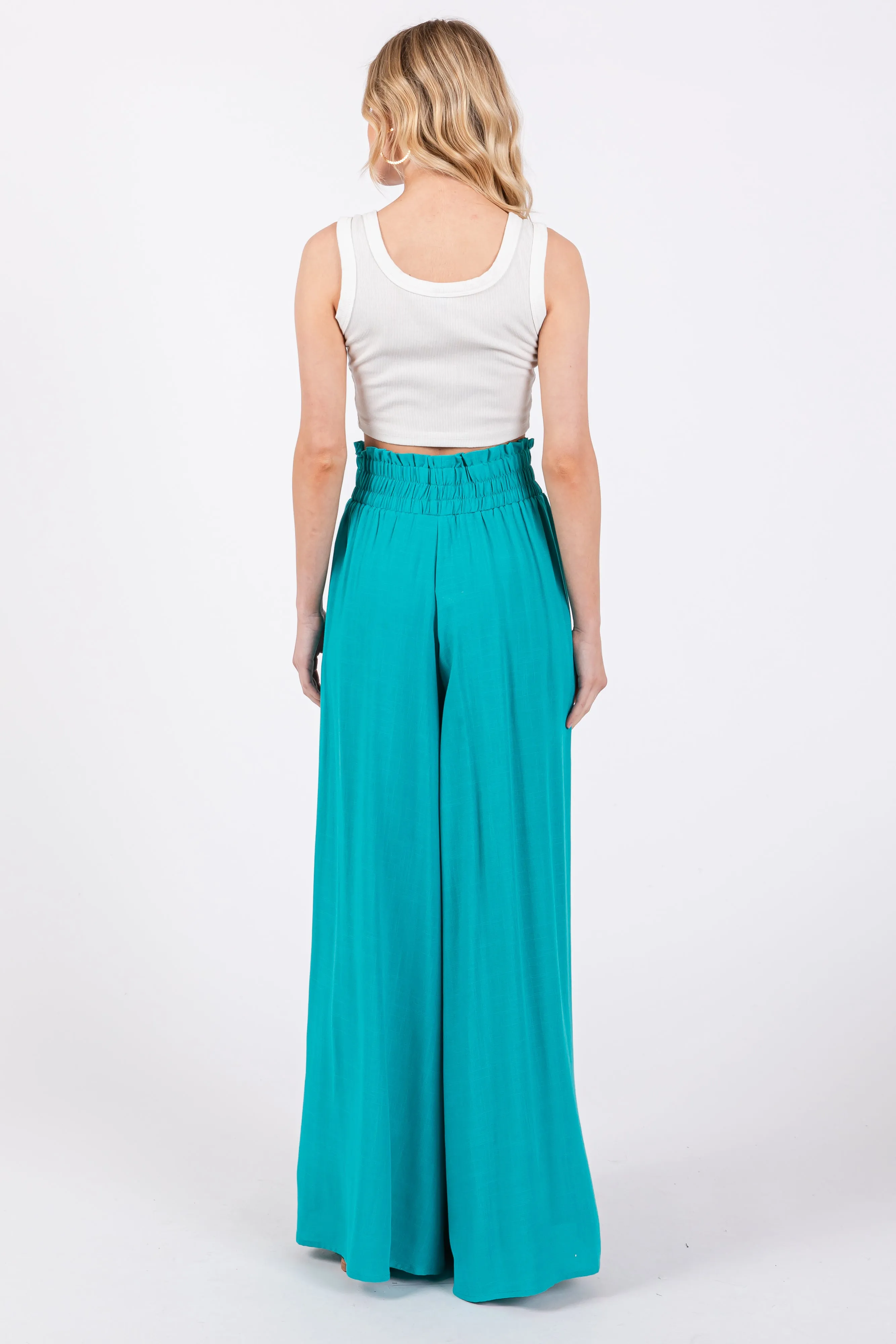 Jade Wide Leg Smocked Lightweight Pants sold by Pinkblush product image thumbnail 3