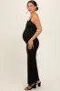 Black Ribbed Fitted Maternity Maxi Dress sold by Pinkblush