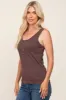 Brown Ribbed Button Front Tank Top sold by Pinkblush
