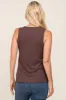 Brown Ribbed Button Front Tank Top sold by Pinkblush