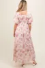 Red Puff Sleeve Square Neck Maternity Dress sold by Pinkblush