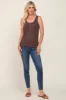 Brown Ribbed Button Front Tank Top sold by Pinkblush
