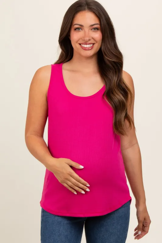 Fuchsia Ribbed Sleeveless Maternity Top sold by Pinkblush