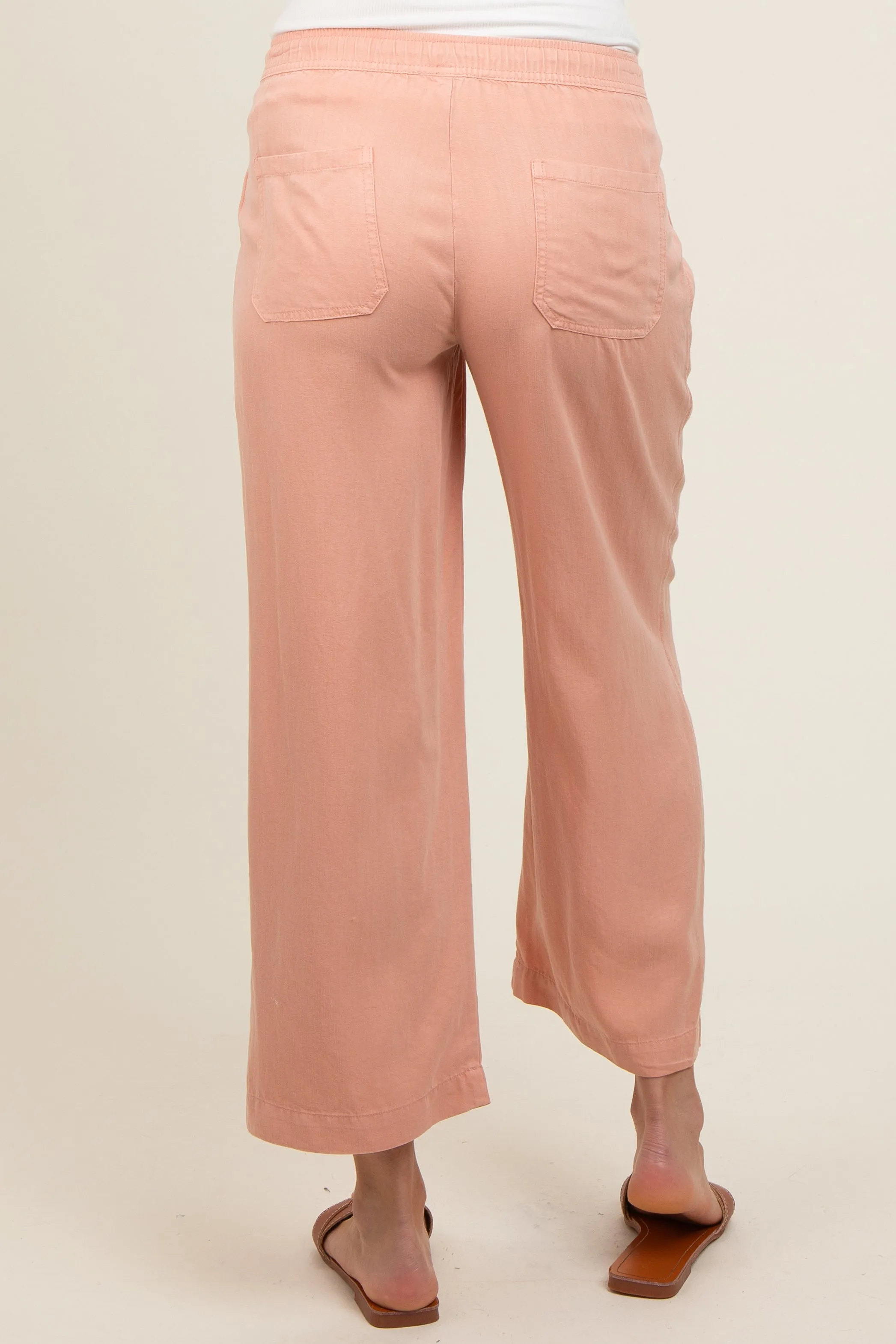 Salmon Front Tie Cropped Maternity Pants sold by Pinkblush product image thumbnail 4