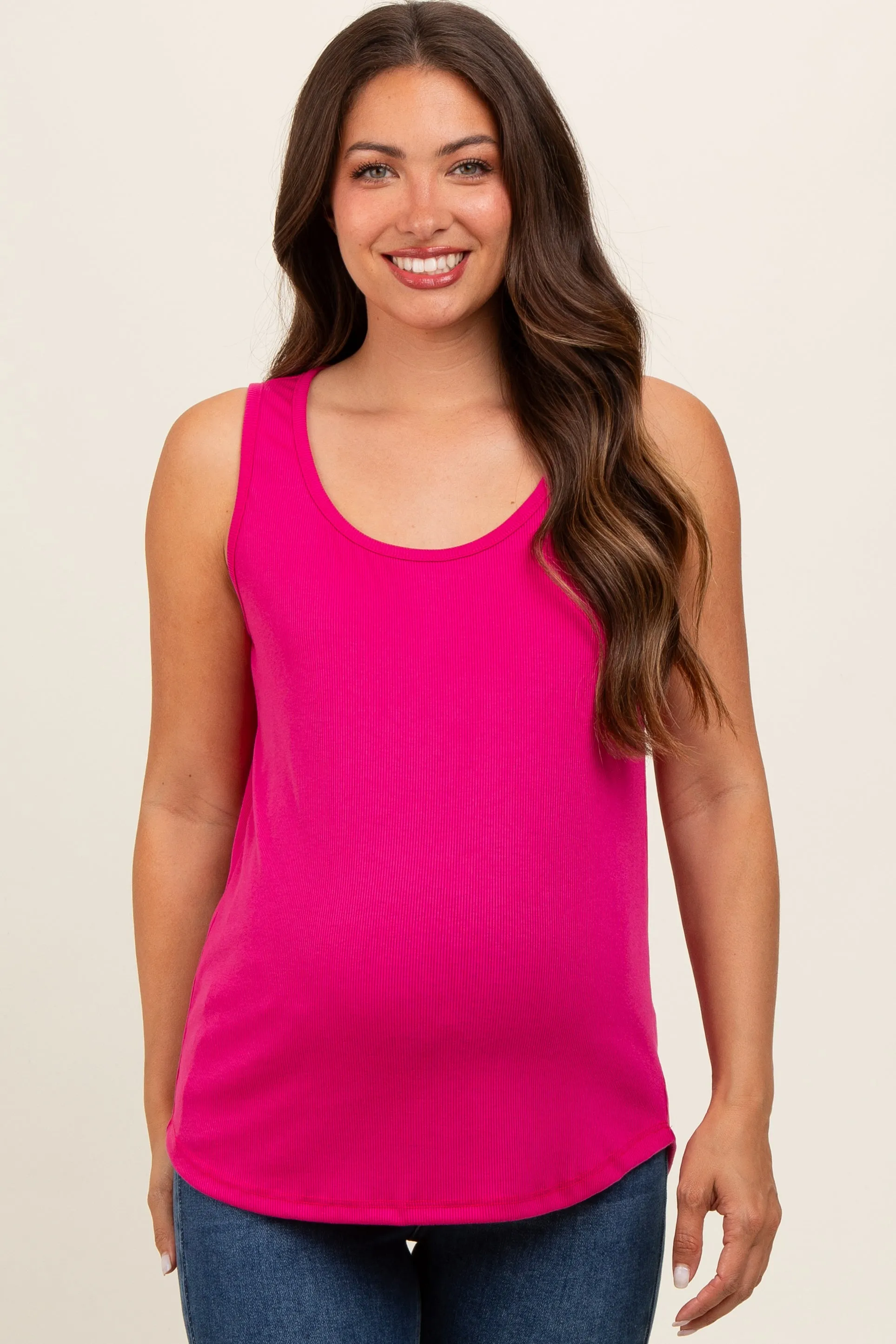 Fuchsia Ribbed Sleeveless Maternity Top sold by Pinkblush product image thumbnail 2