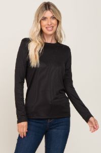 Black Ribbed Basic Long Sleeve Maternity Top sold by Pinkblush