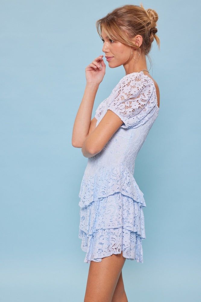 Light Blue Sweetheart Neck Lace Dress sold by Pinkblush product image thumbnail 2