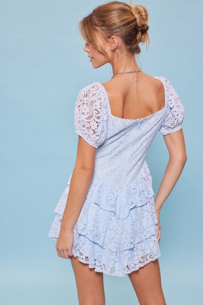 Light Blue Sweetheart Neck Lace Dress sold by Pinkblush product image thumbnail 3