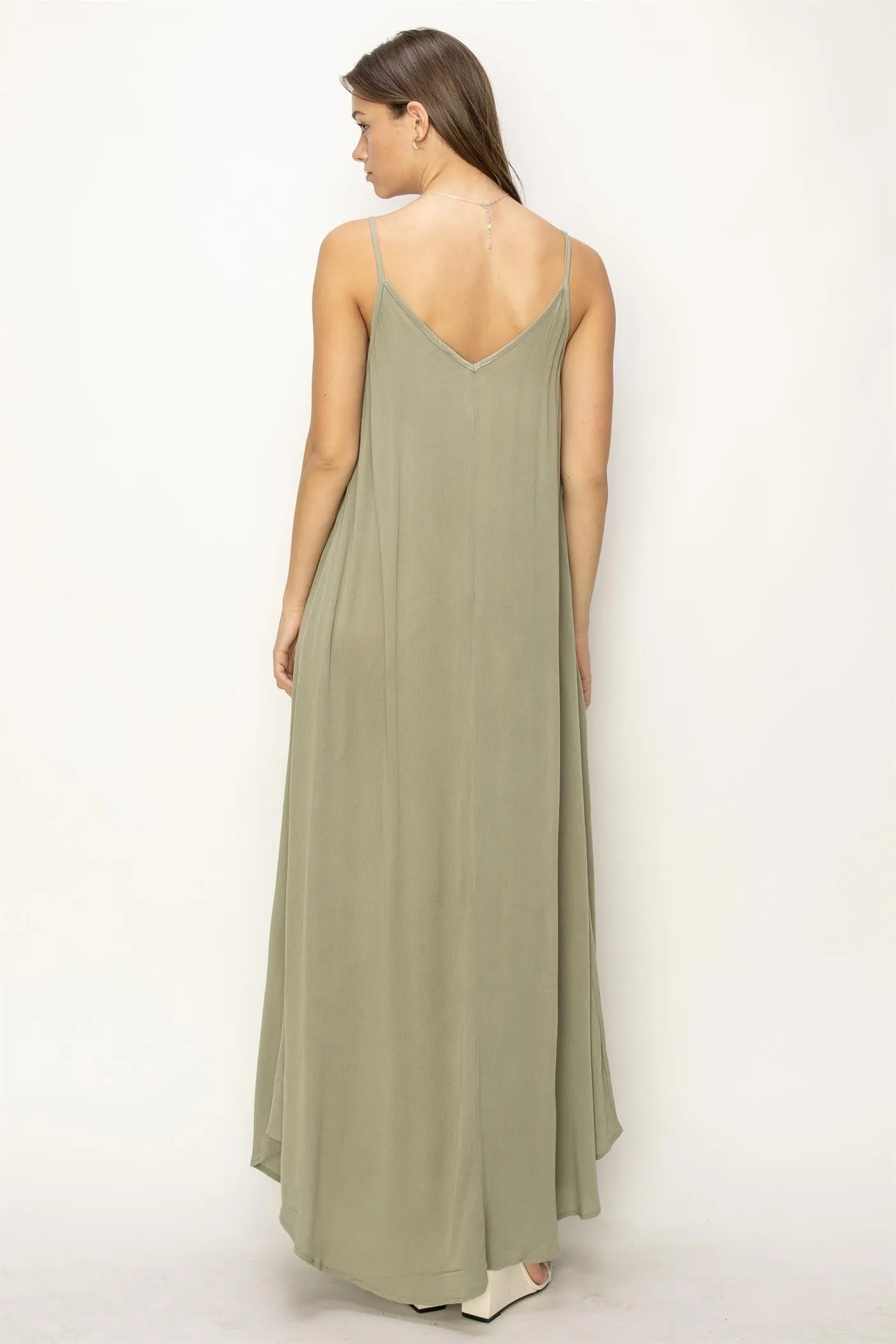 Light Olive Lightweight Sleeveless V-Neck Maxi Dress sold by Pinkblush product image thumbnail 3