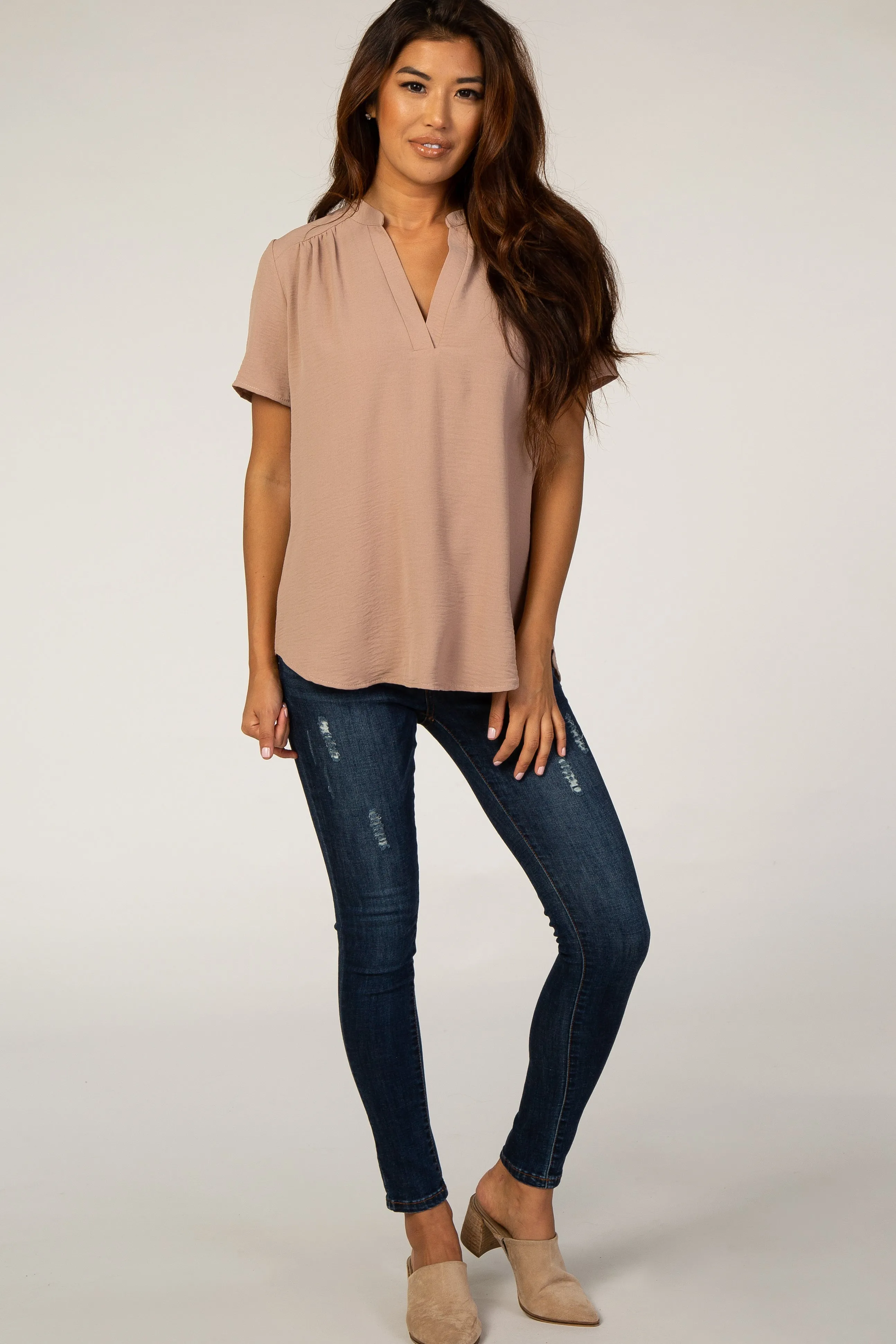 PinkBlush Mauve V-Neck Blouse sold by Pinkblush product image thumbnail 4