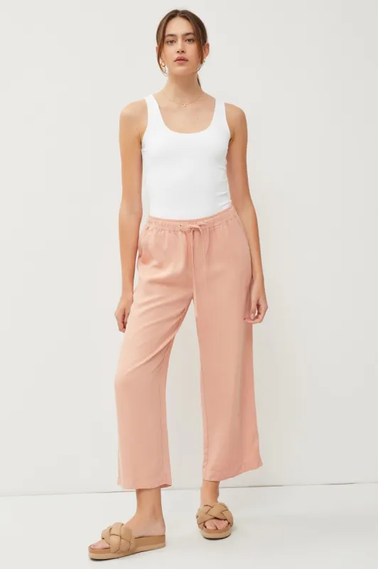 Salmon Front Tie Cropped Pants sold by Pinkblush