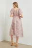 Light Pink Floral Ruffle Applique Puff Sleeve Midi Dress sold by Pinkblush