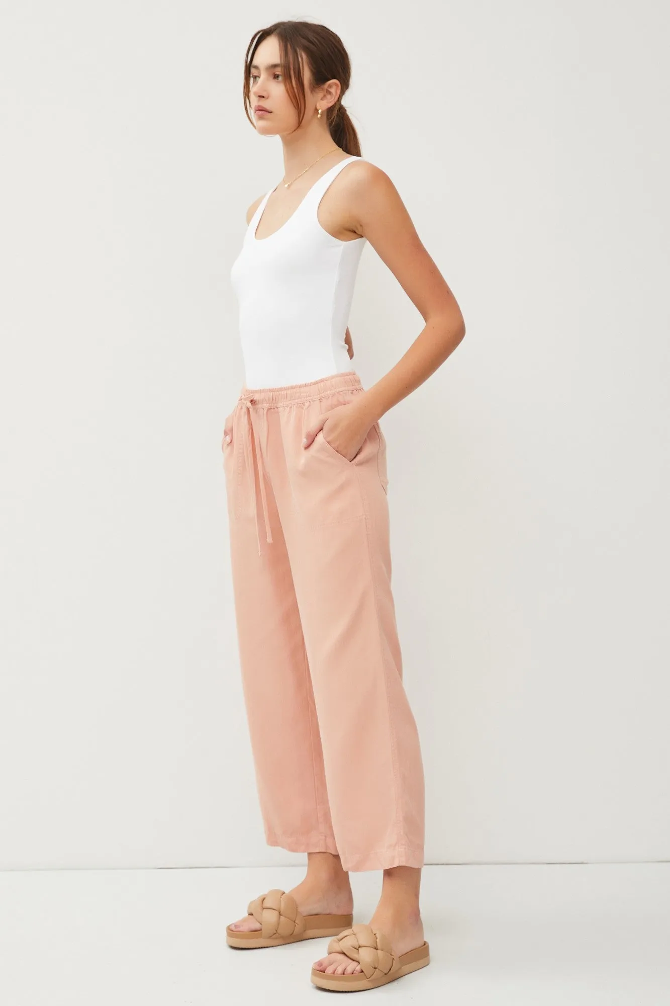 Salmon Front Tie Cropped Pants sold by Pinkblush product image thumbnail 2