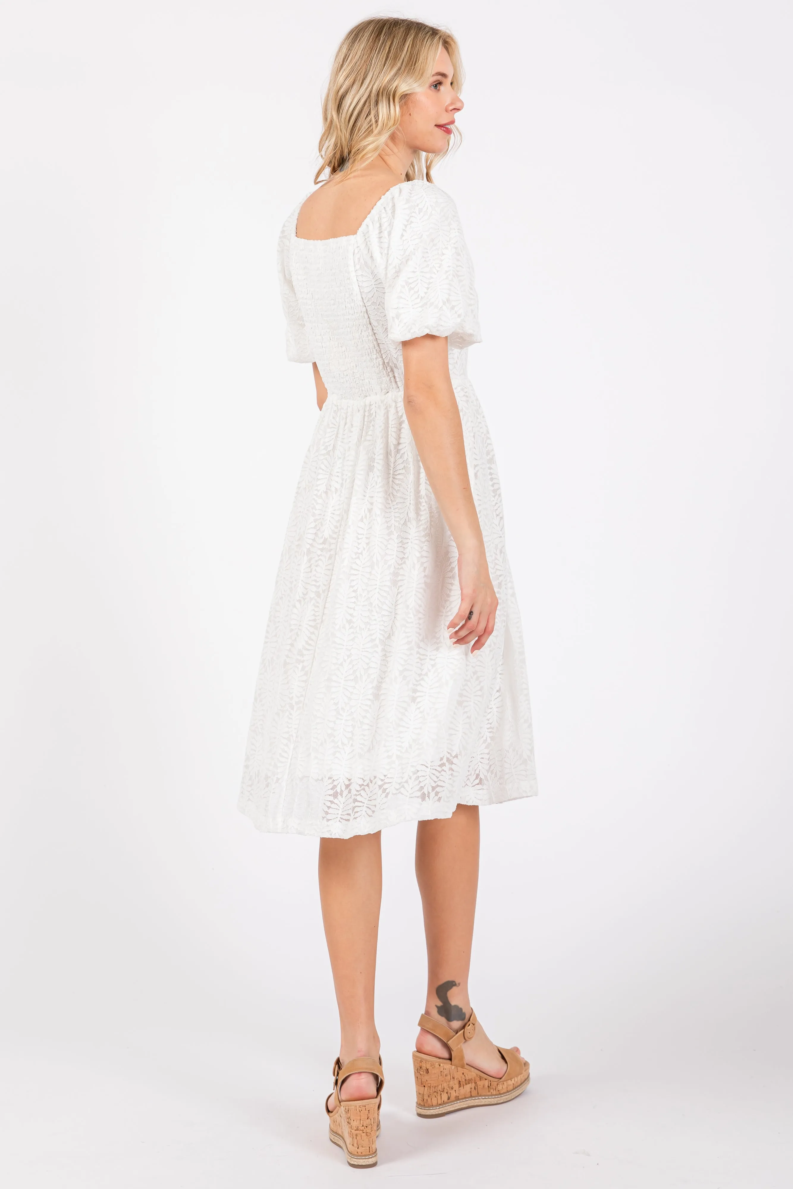 Ivory Lace Square Neck Dress sold by Pinkblush product image thumbnail 3