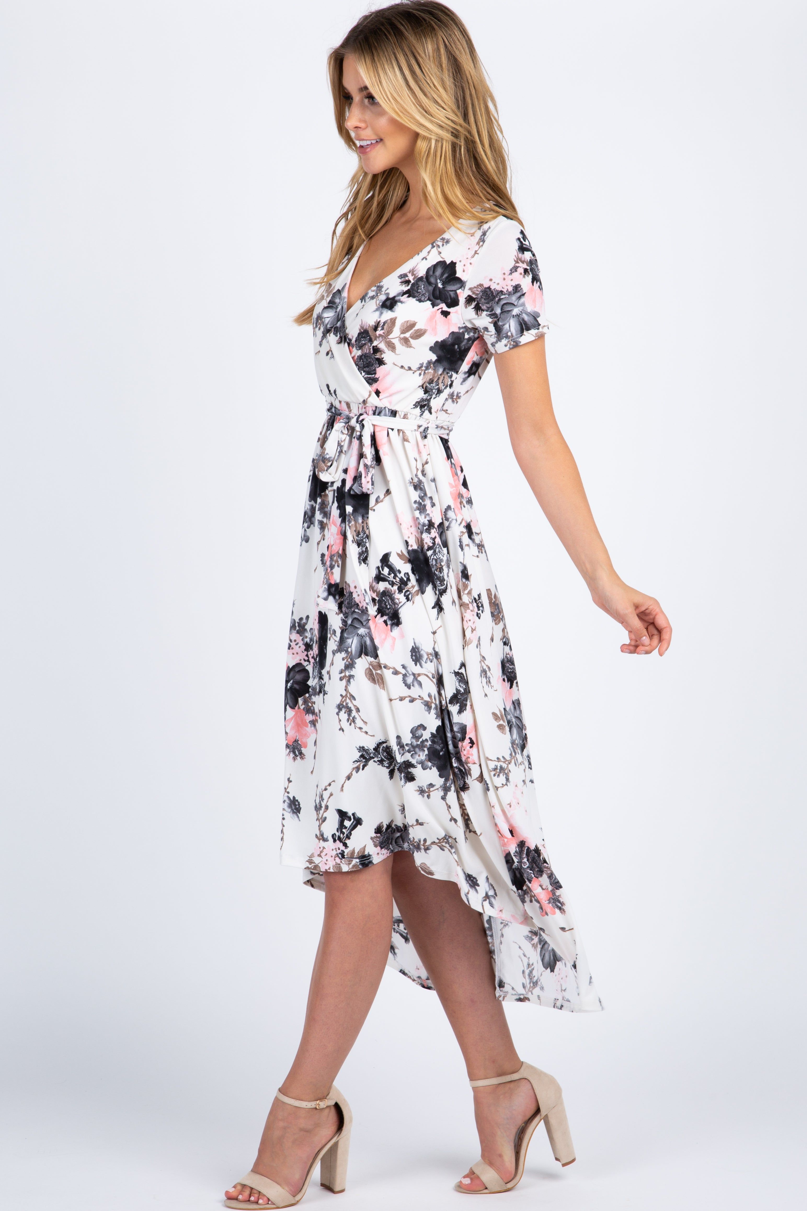 PinkBlush White Floral Hi-Low Wrap Dress sold by Pinkblush product image thumbnail 2
