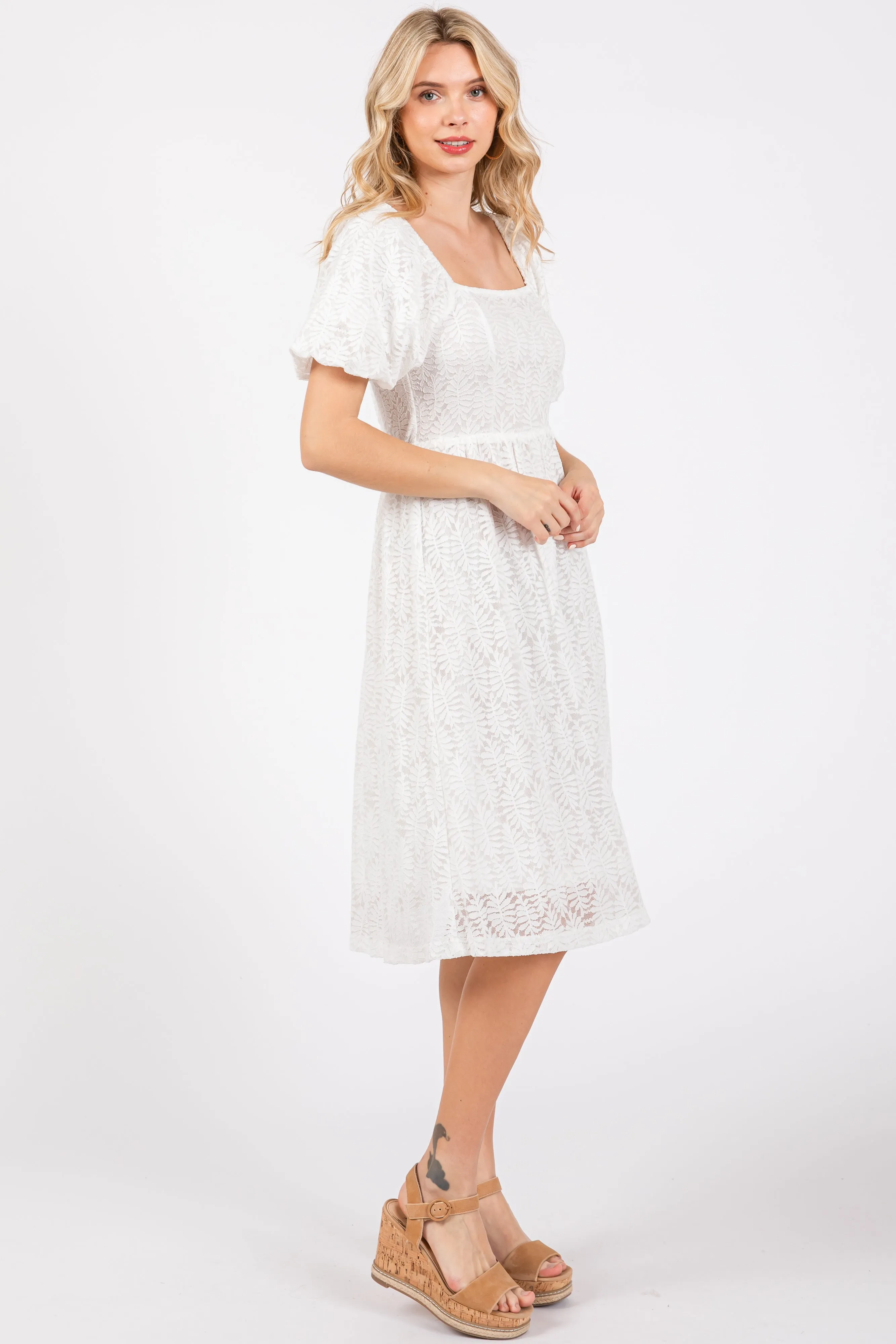 Ivory Lace Square Neck Dress sold by Pinkblush product image thumbnail 2