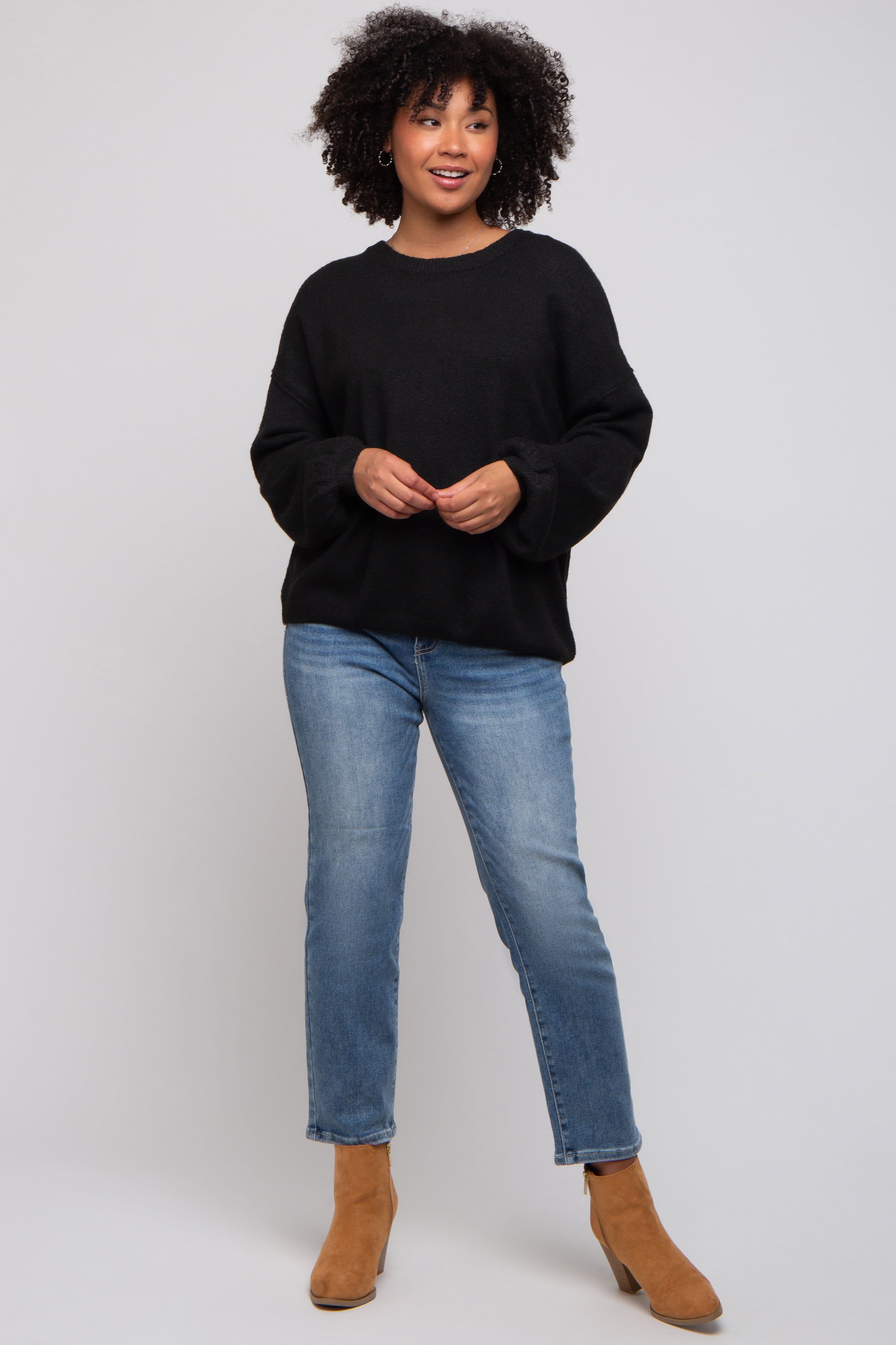 Black Basic Drop Shoulder Maternity Sweater sold by Pinkblush product image thumbnail 5