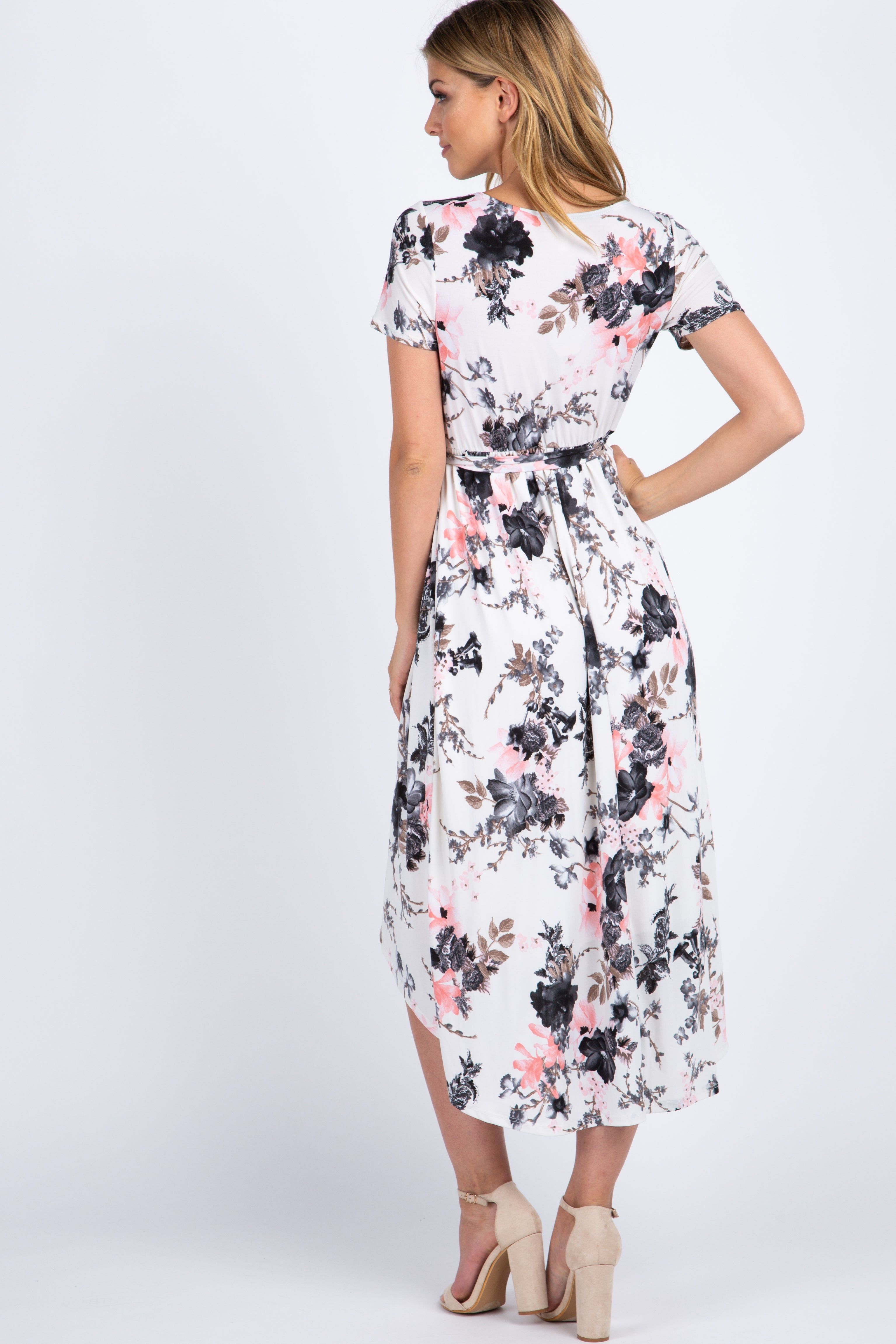 PinkBlush White Floral Hi-Low Wrap Dress sold by Pinkblush product image thumbnail 3