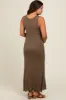 Brown Fringe Hem Maternity Midi Dress sold by Pinkblush