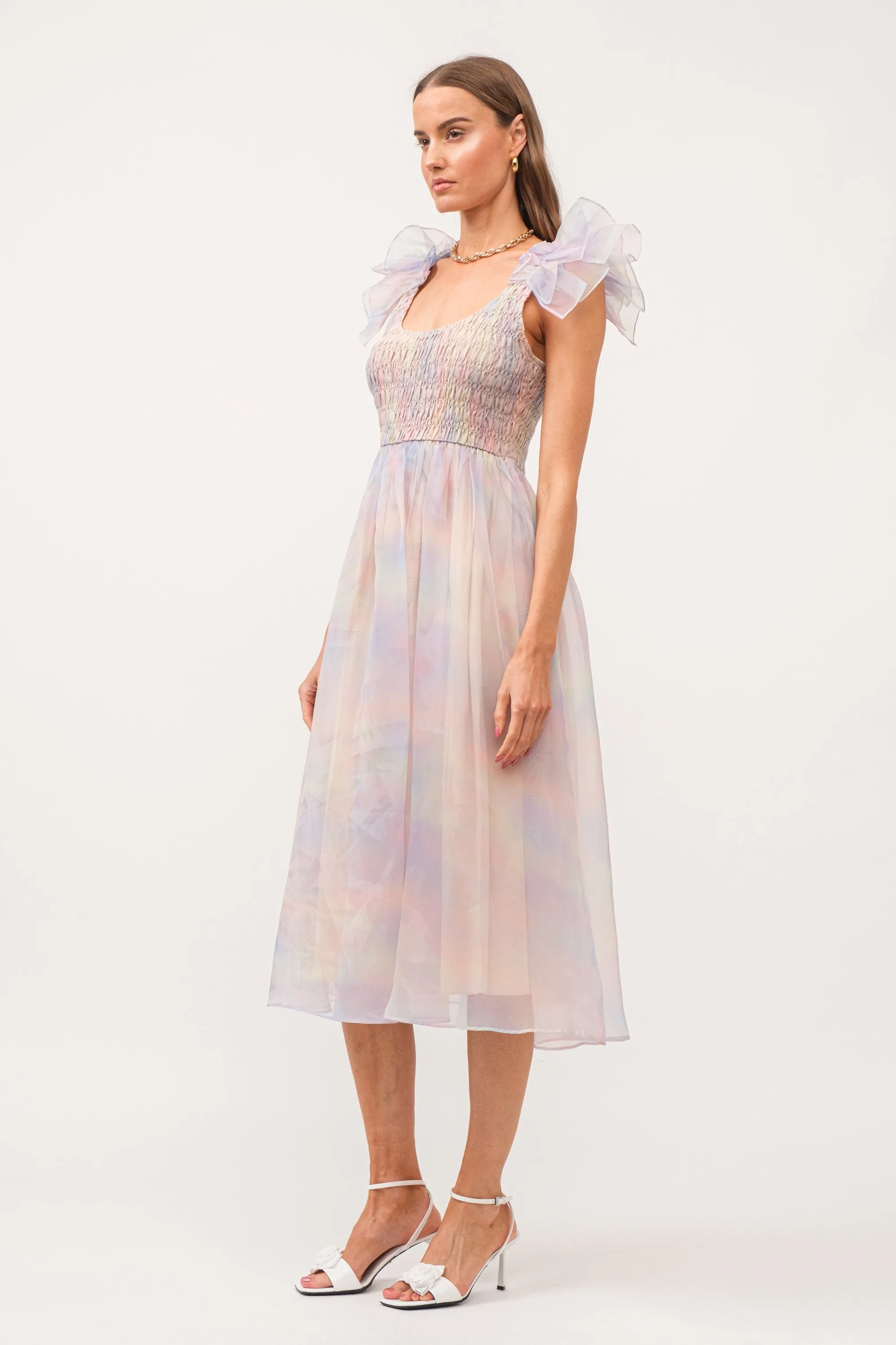 Multicolor Pastel Smocked Flutter Midi Dress sold by Pinkblush product image thumbnail 2
