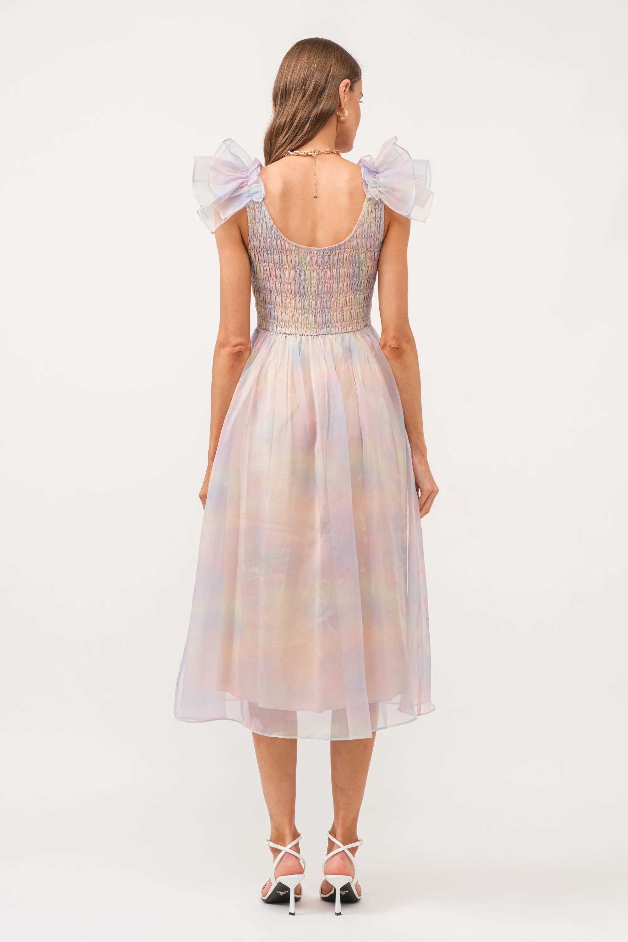 Multicolor Pastel Smocked Flutter Midi Dress sold by Pinkblush product image thumbnail 3