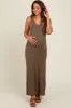 Brown Fringe Hem Maternity Midi Dress sold by Pinkblush