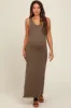 Brown Fringe Hem Maternity Midi Dress sold by Pinkblush