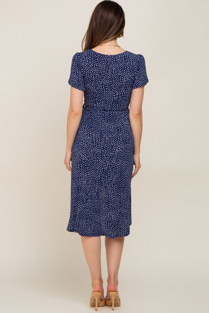 Navy Polka Dot Maternity/Nursing Wrap Dress sold by Pinkblush product image thumbnail 4