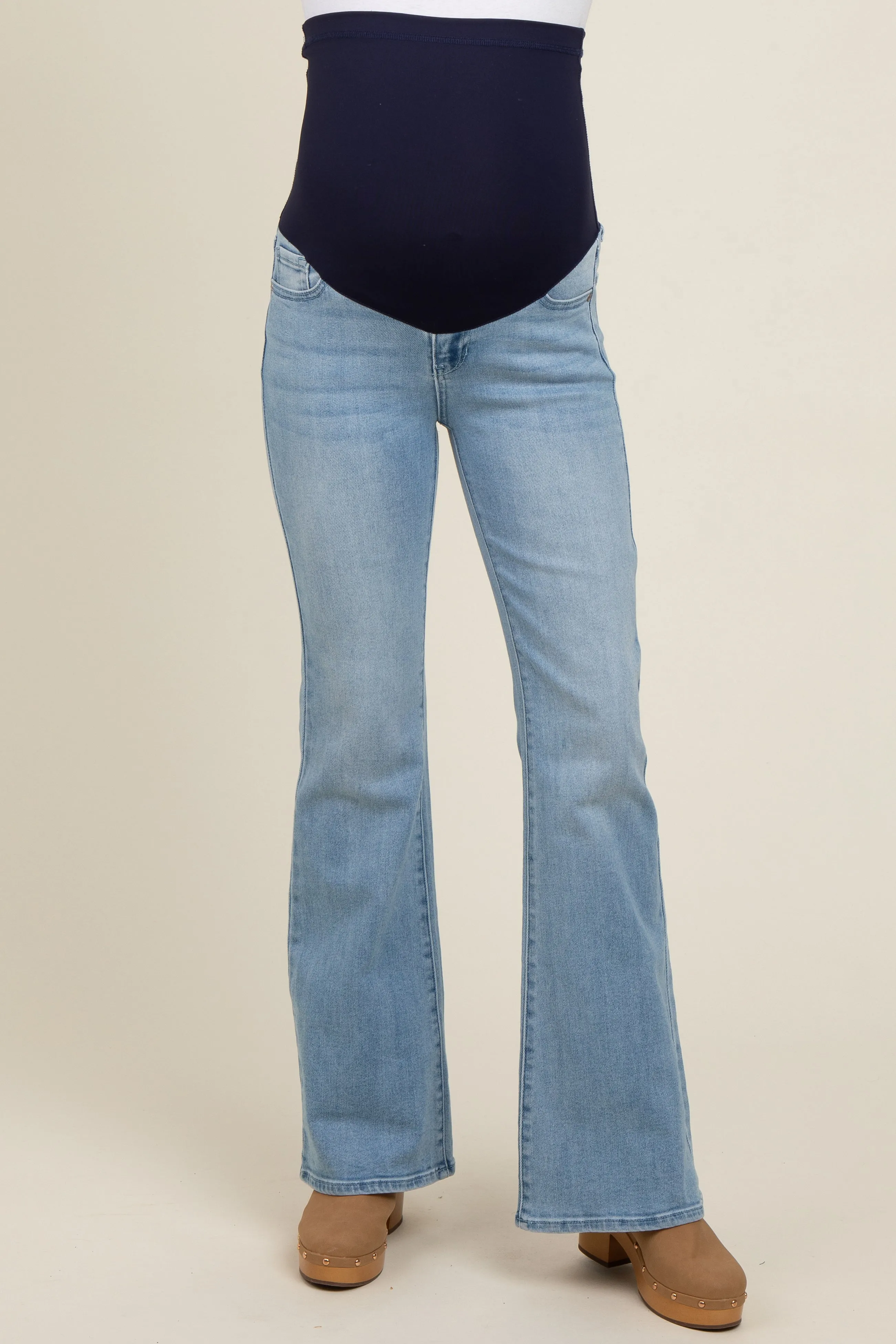 Light Blue Flare Leg Maternity Jeans sold by Pinkblush product image thumbnail 3