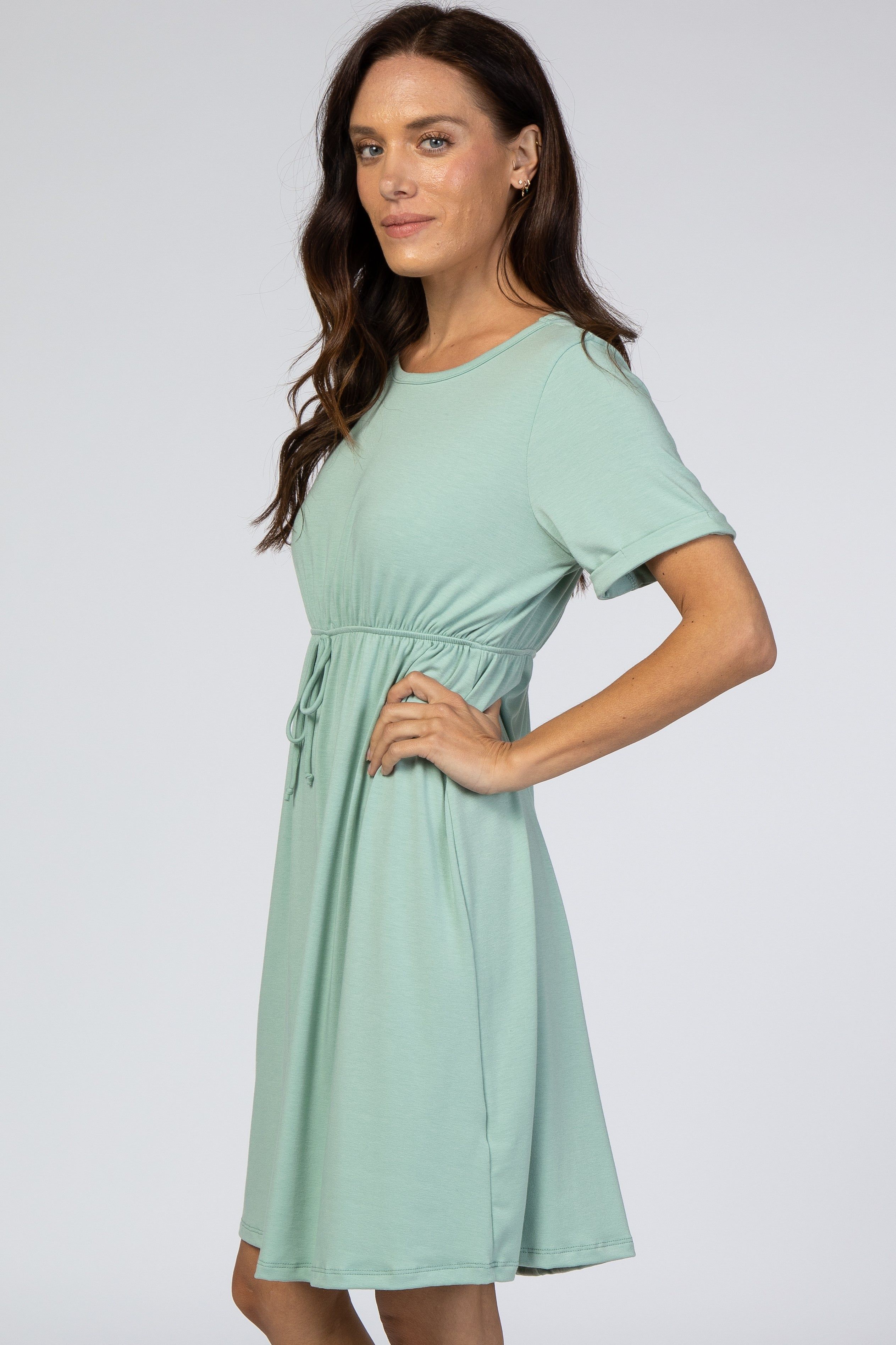 Mint Short Sleeve Waist Tie Dress sold by Pinkblush product image thumbnail 2