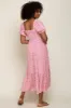 Pink Floral Smocked Short Sleeve Midi Dress sold by Pinkblush