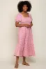Pink Floral Smocked Short Sleeve Midi Dress sold by Pinkblush