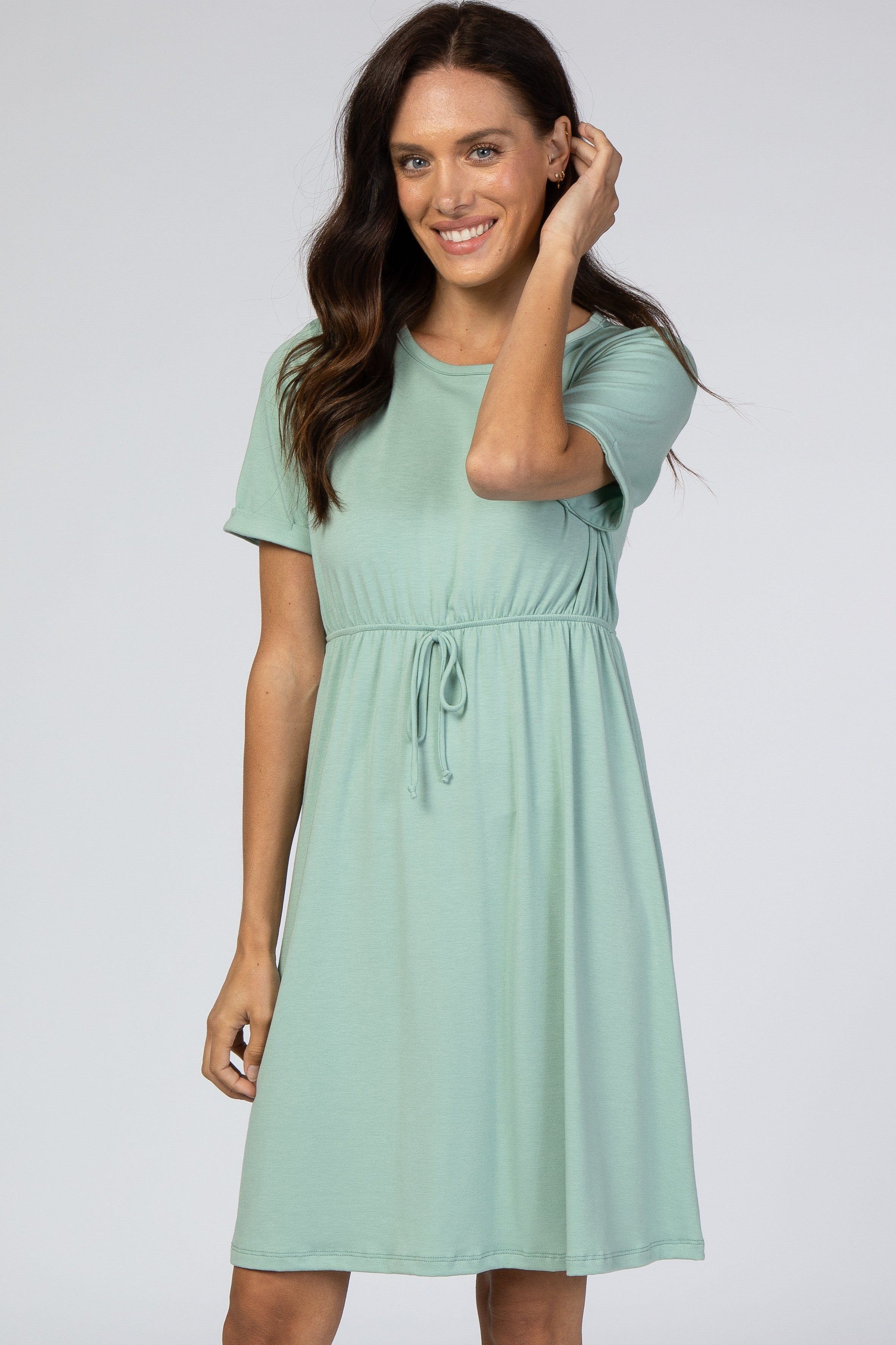 Mint Short Sleeve Waist Tie Dress sold by Pinkblush product image thumbnail 4
