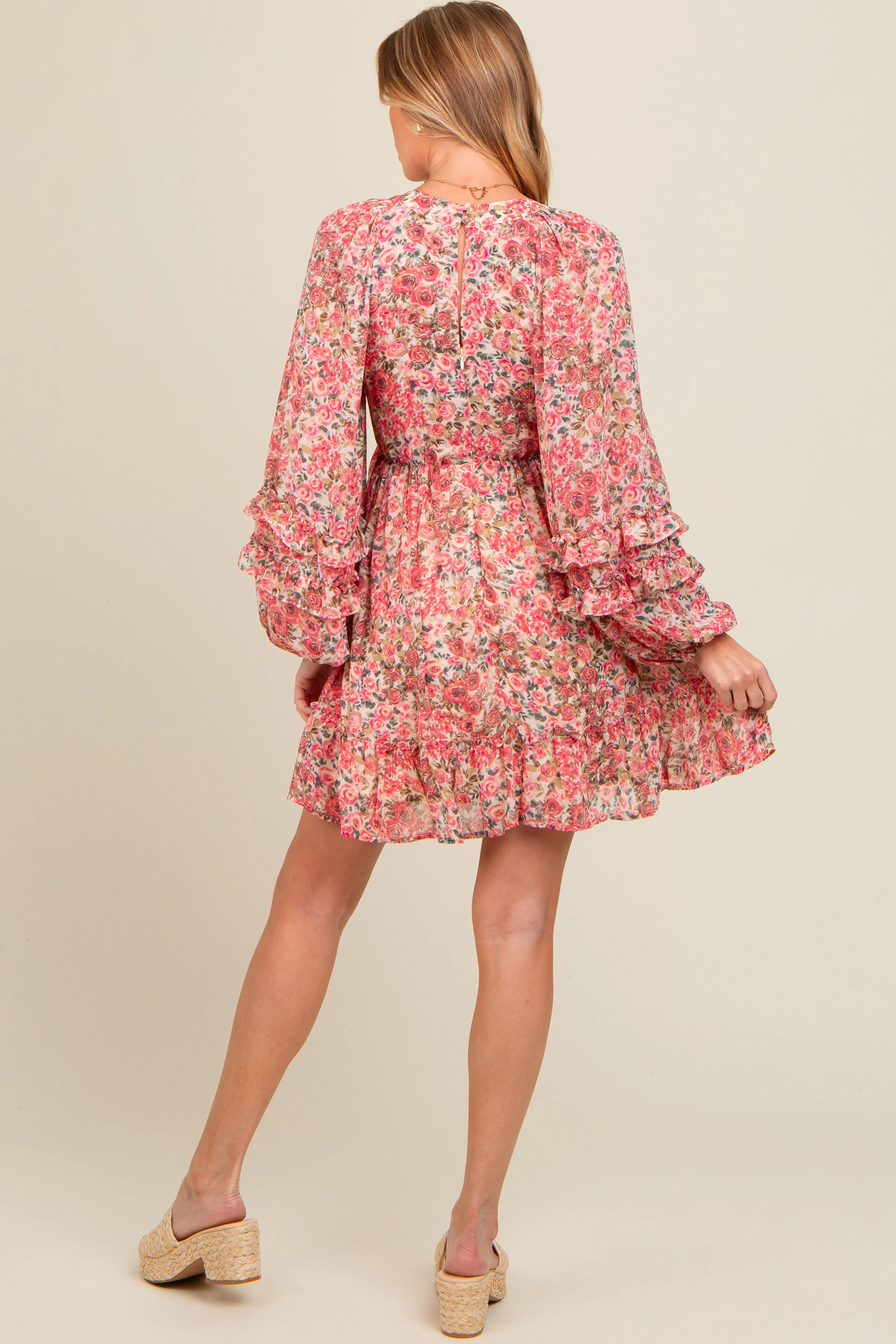 Pink Floral Ruffle Accent Maternity Dress sold by Pinkblush product image thumbnail 3