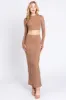 Mocha Exposed Seams Top and Skirt Maternity Set sold by Pinkblush