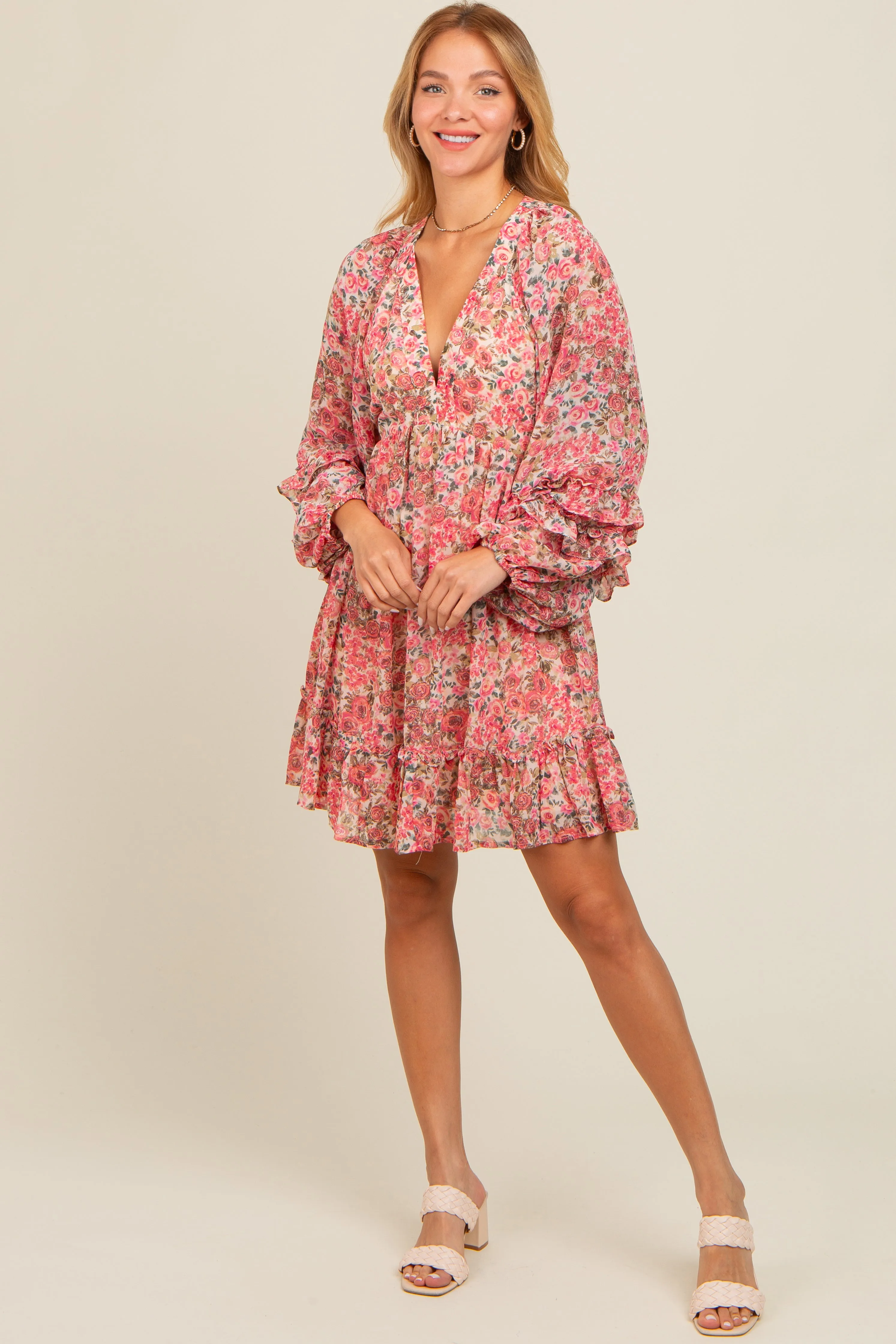 Pink Floral Ruffle Accent Maternity Dress sold by Pinkblush product image thumbnail 4