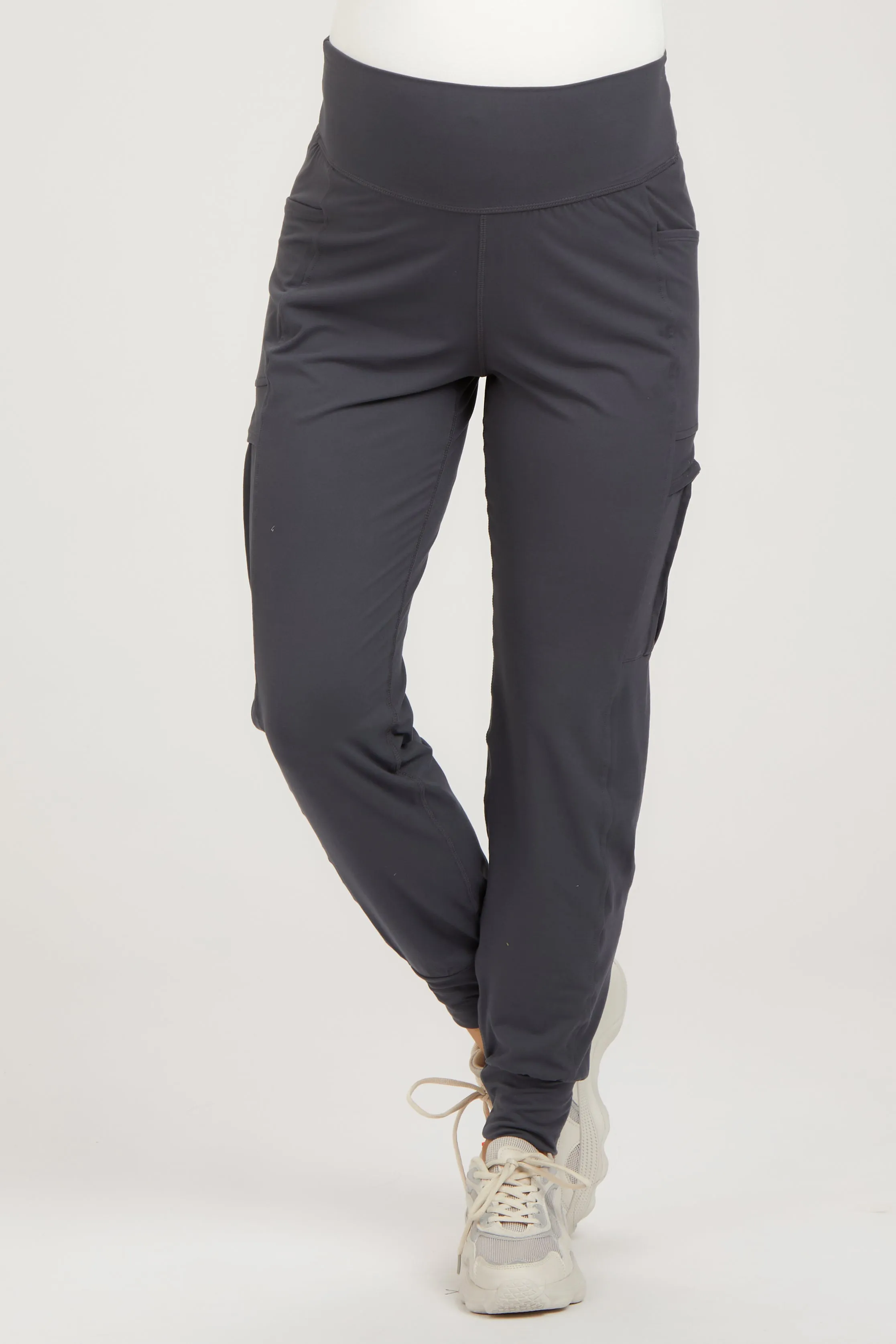 Charcoal Cargo Pocket Maternity Jogger Pants sold by Pinkblush product image thumbnail 2