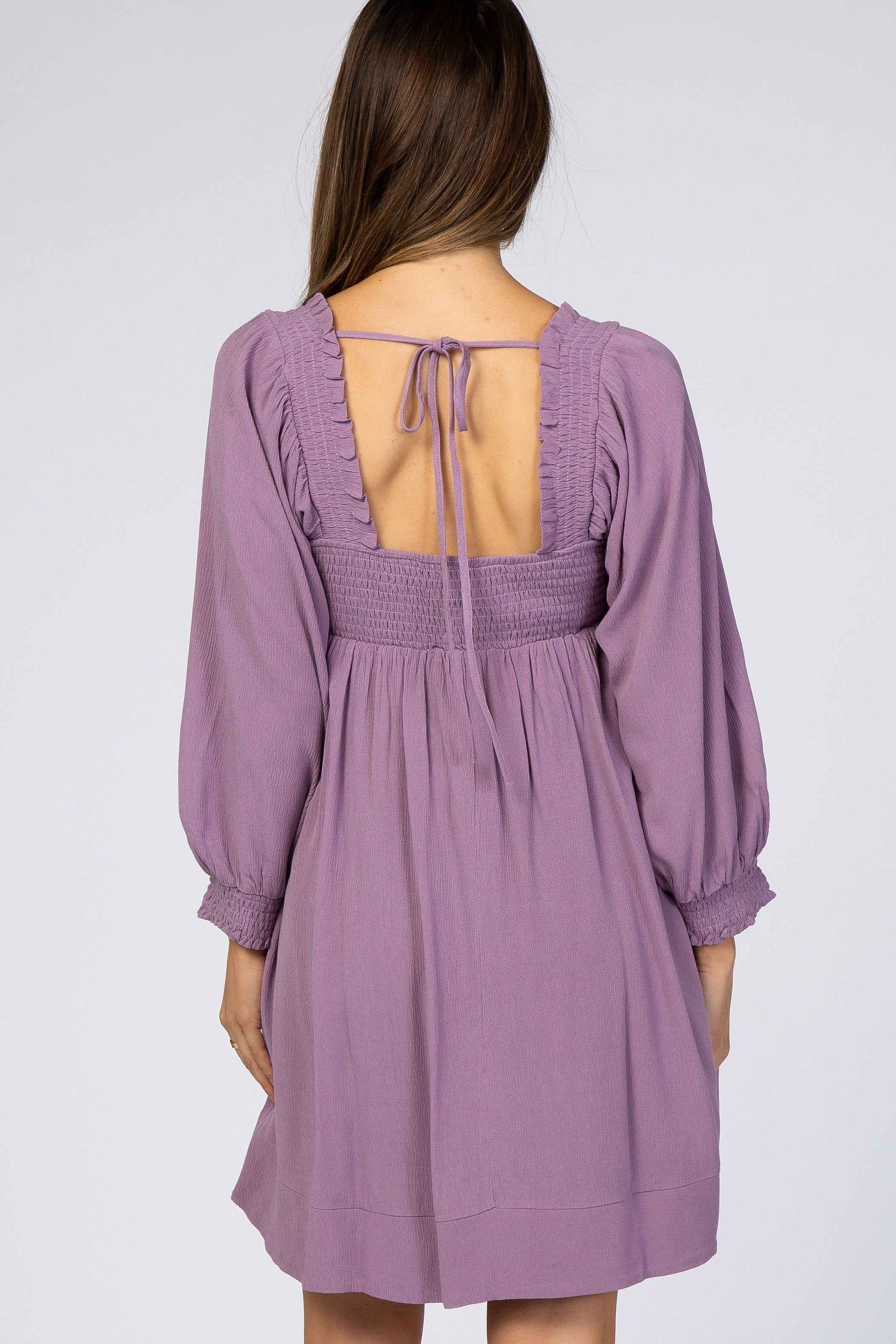 Light Purple Smocked Maternity Mini Dress sold by Pinkblush product image thumbnail 3
