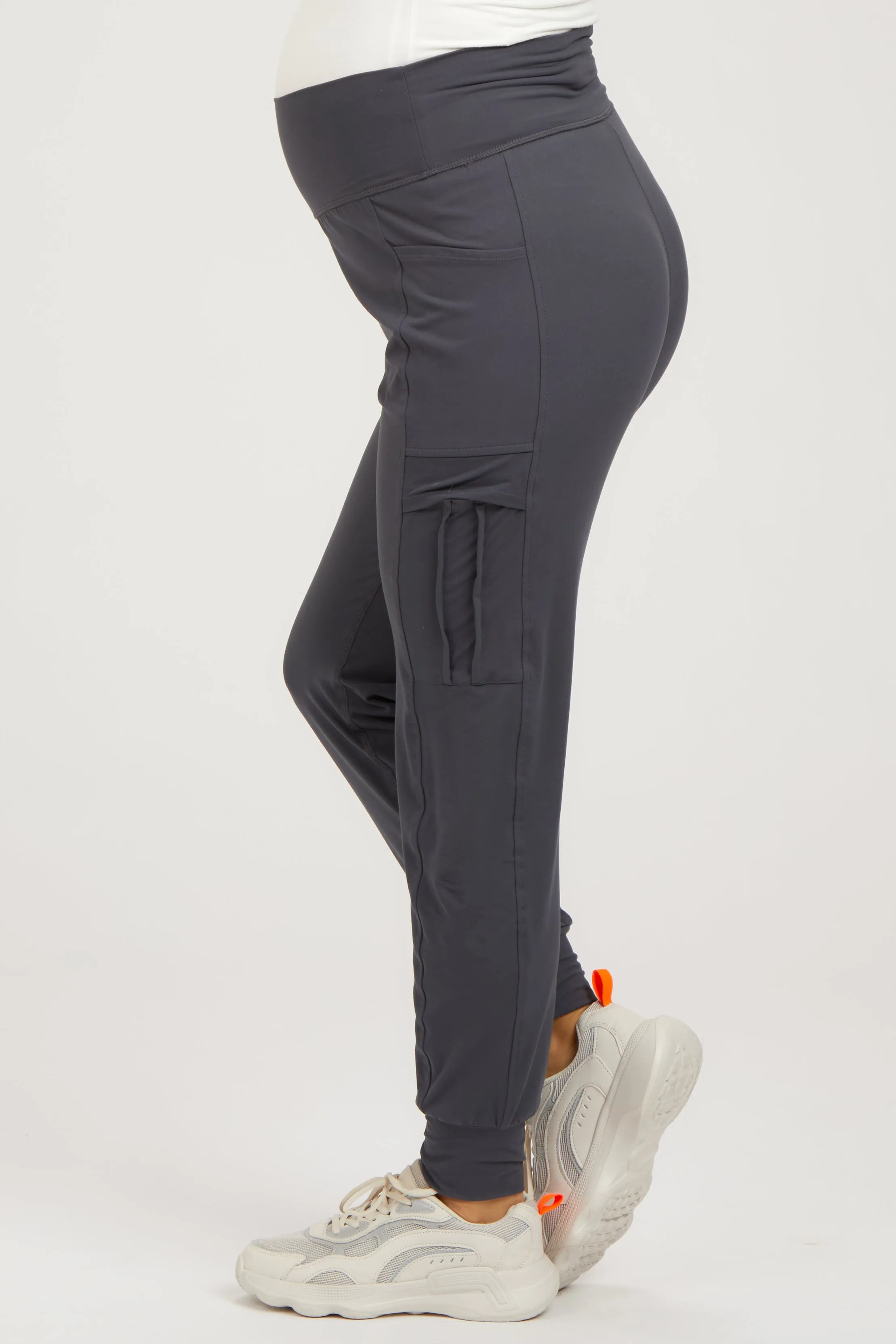 Charcoal Cargo Pocket Maternity Jogger Pants sold by Pinkblush product image thumbnail 3