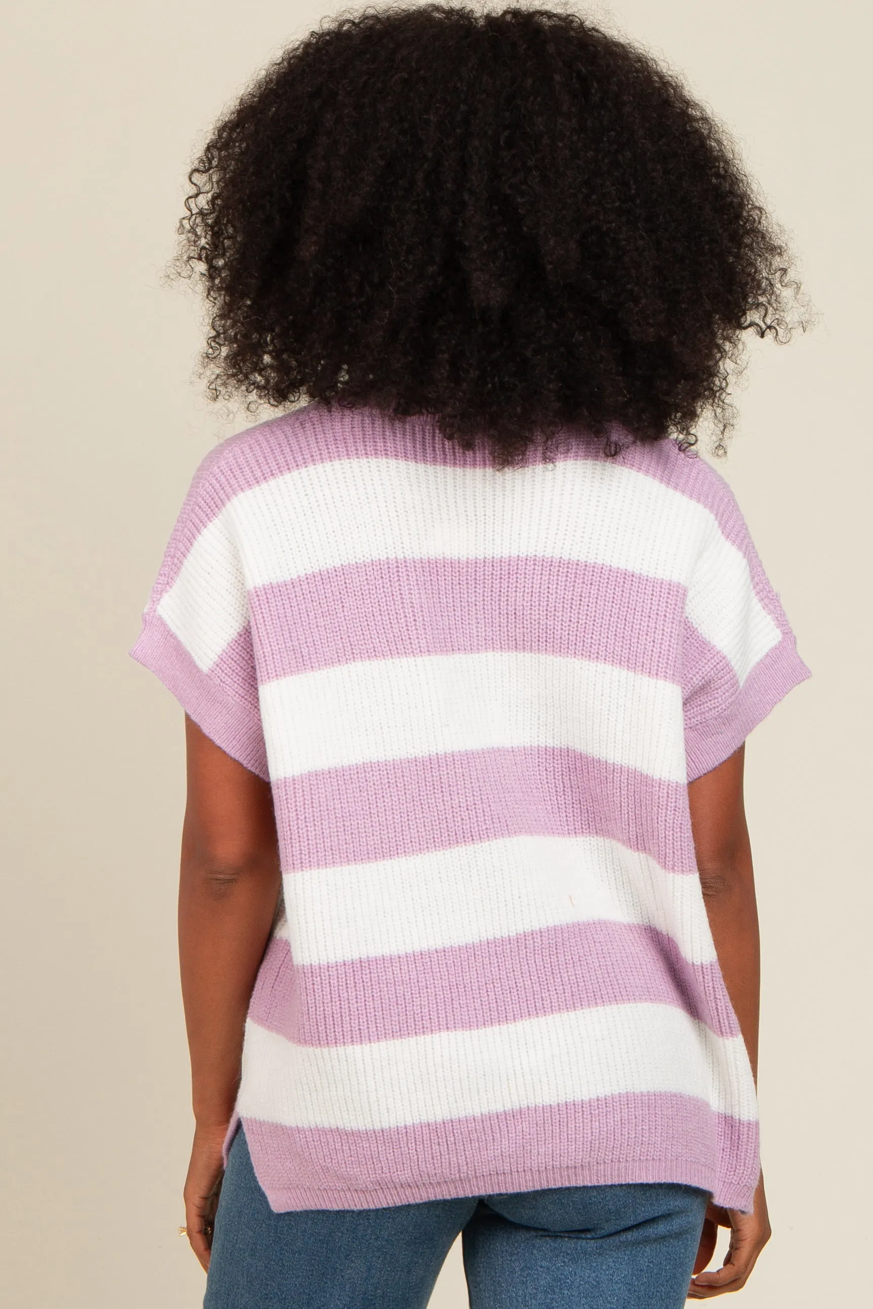 Mauve Striped V-Neck Sweater Top sold by Pinkblush product image thumbnail 3