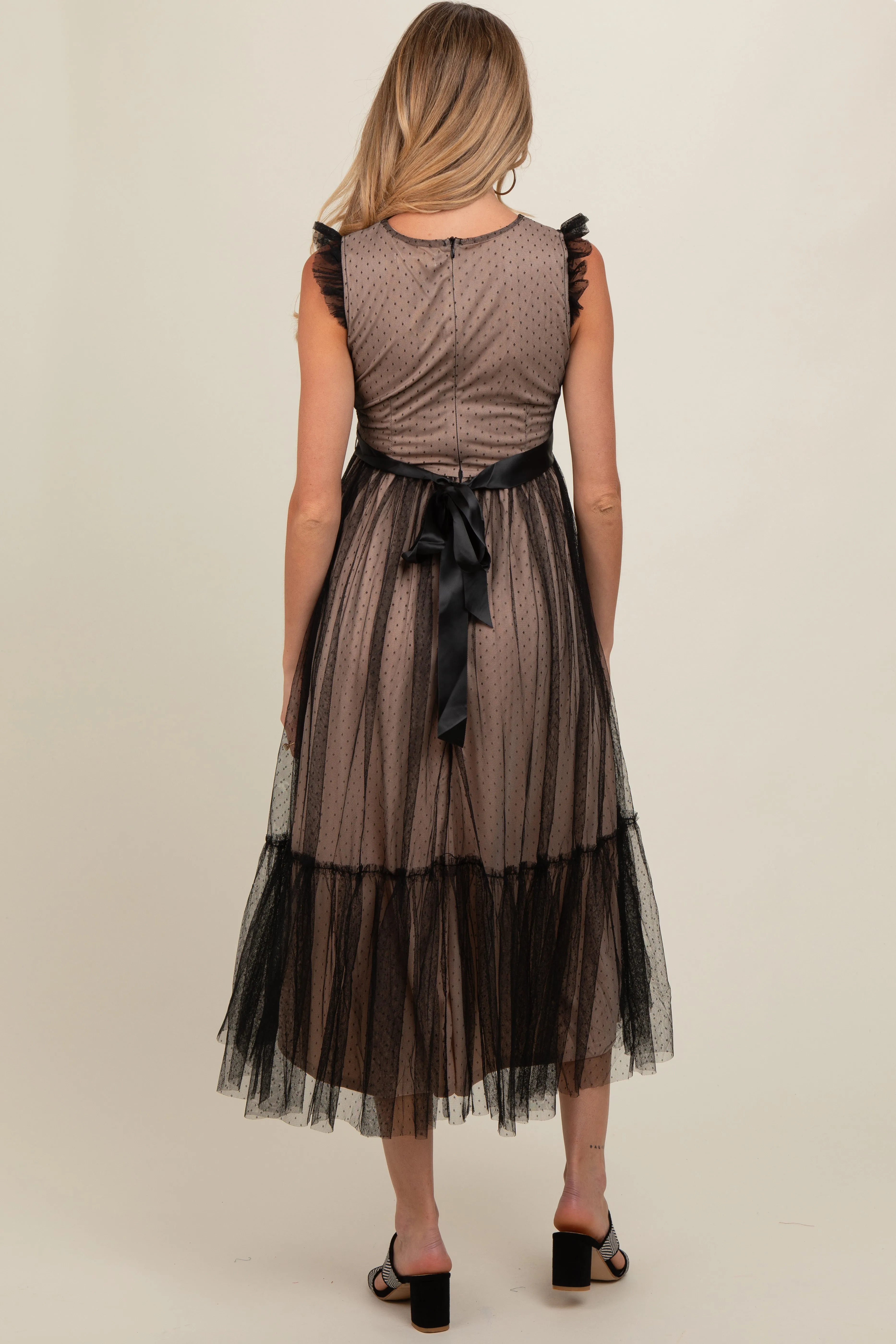 Black Lace Contrast Tulle Maternity Maxi Dress sold by Pinkblush product image thumbnail 5